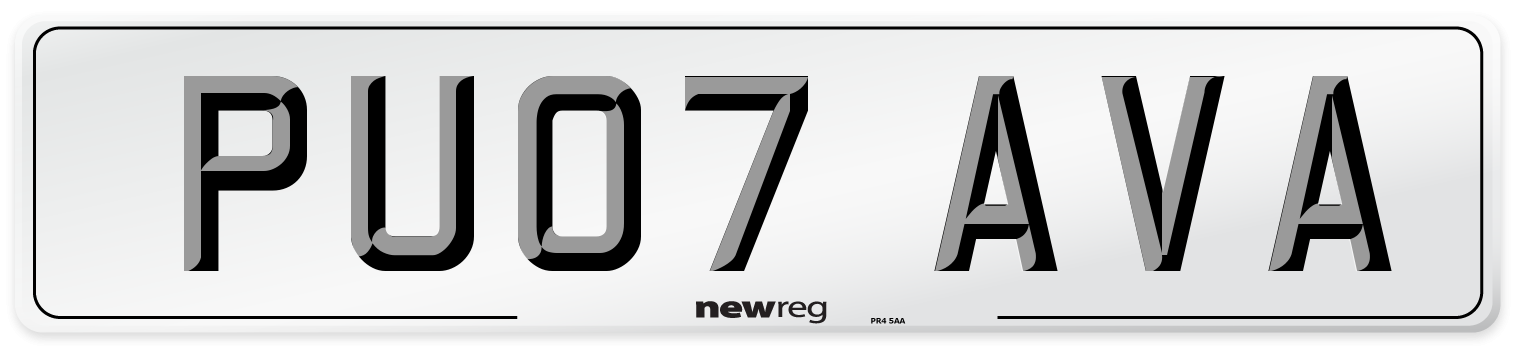 PU07 AVA Number Plate from New Reg
